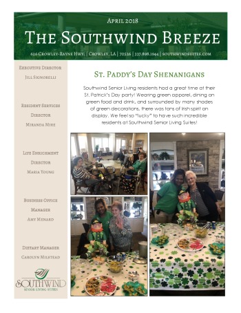 thumbnail of Southwind Senior Living April 2018 Newsletter