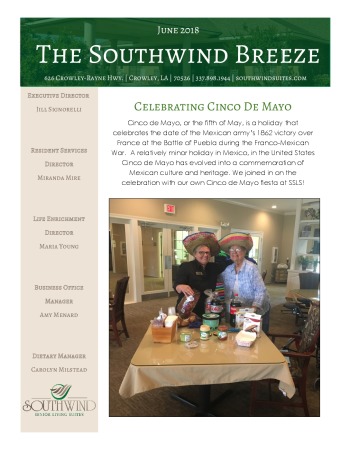 thumbnail of Southwind Senior Living June 2018 Newsletter